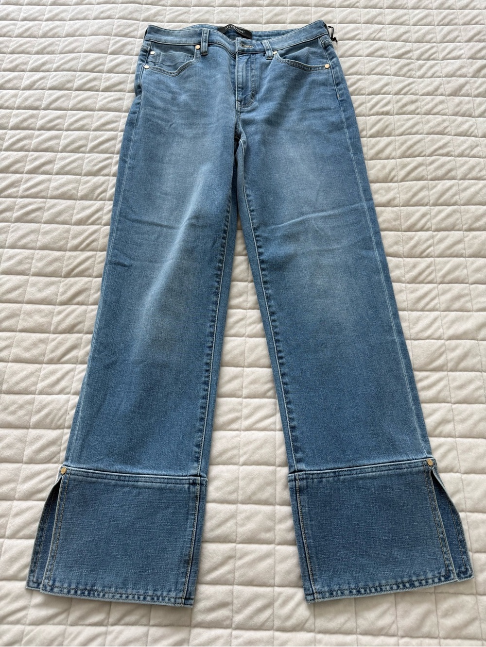 Liverpool Cowboy Sky Blue Kennedy Straight-Leg Jeans with Cuff and Slit
